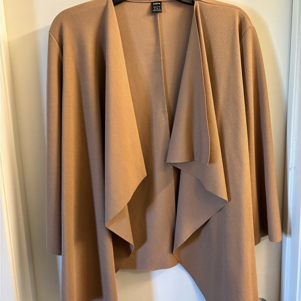 SHEIN Camel Draped Open Front Cardigan NWOT